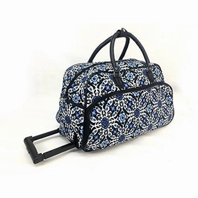 Exotic Wild Floral Medallion Motif Rolling Lightweight Carry On Duffel Bag, Modern Graphic Tribal Hot Pick Online