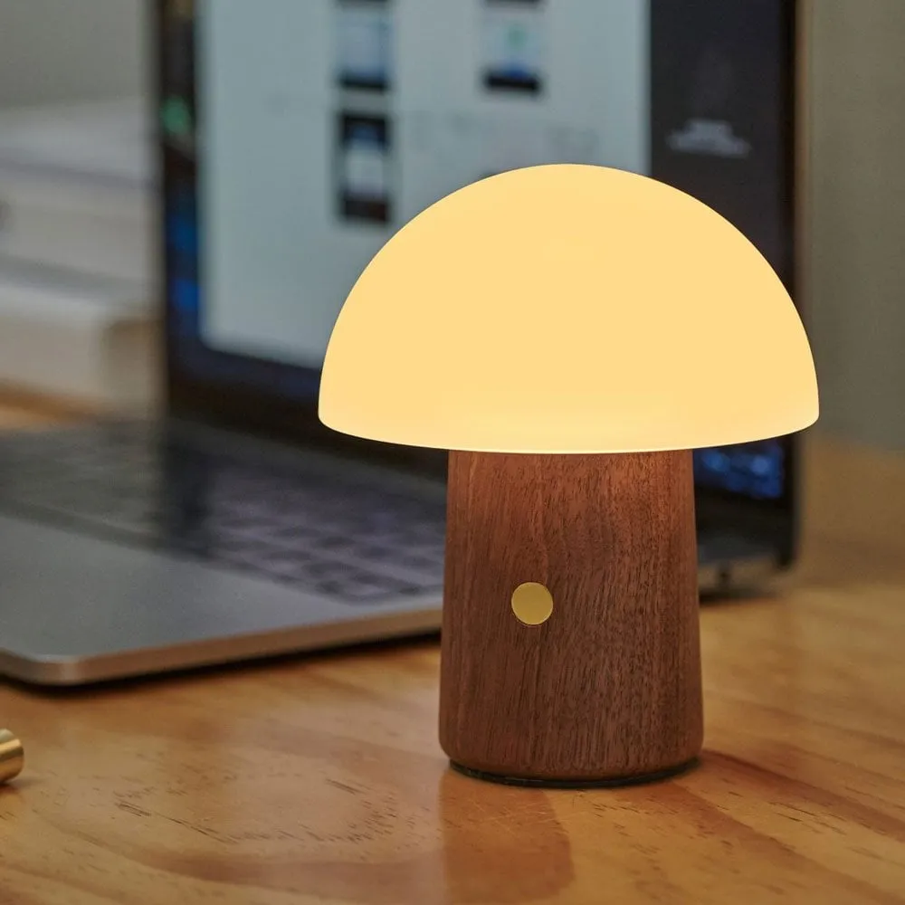 GINGKO Alice Mushroom LED Lamp Wireless, Mini, Walnut