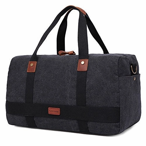 Limited Offer Alert Grab It Now Gingood Canvas Travel Duffel Bag Leather Trim Weekend Bags #202 Black