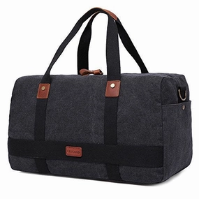 Limited Offer Alert Grab It Now Gingood Canvas Travel Duffel Bag Leather Trim Weekend Bags #202 Black