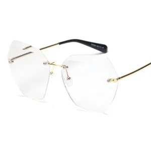Big Sale Today Oversized Women'S Fashion Rimless Square Sunglasses