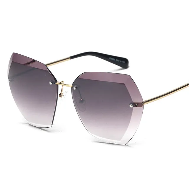 Oversized Women'S Fashion Rimless Square Sunglasses Instant Discount