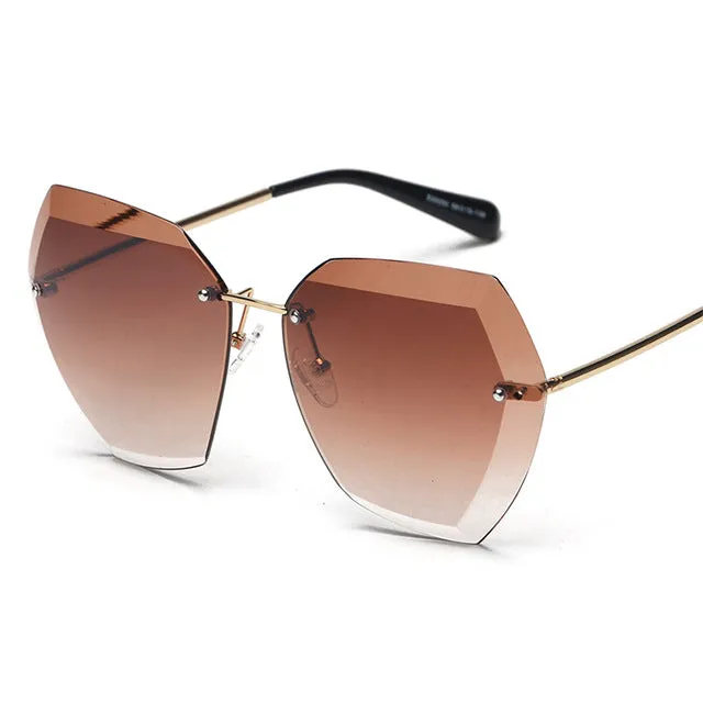 Oversized Women'S Fashion Rimless Square Sunglasses Limited Offer Alert Sweet Deal Inside
