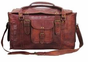 Hlc 21" Mens Retro Style Carry On Luggage Flap Duffel Leather Duffel Bag Sweet Deal Today