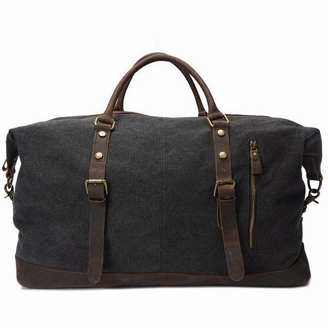 MustHave Items Canvas Leather Men Travel Bags Carry On Luggage Bags Men Duffel Tote Large Capacity Weekend Bag
