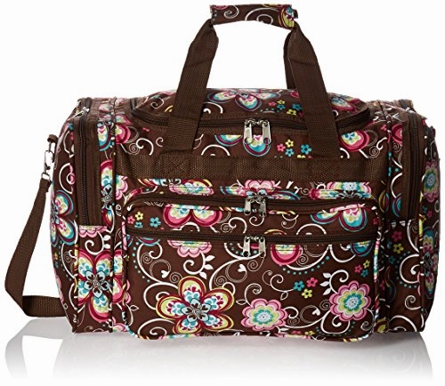 Grab Your Savings World Traveler Women'S Value Series 19-Inch Carry Duffel Bag, Brown Daisy, One Size