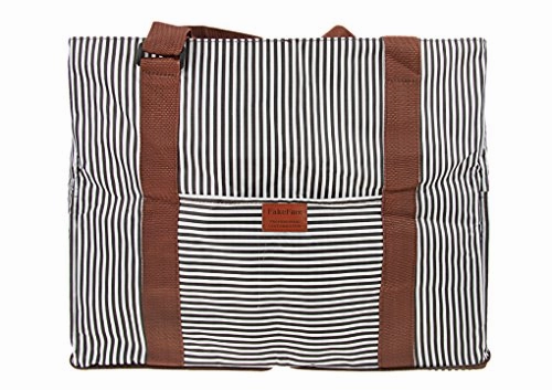 Fakeface Durable Waterproof Oxford Striped Travel Duffle Tote Carry On Duffel Bag For Women Men Flash Deal Today