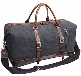 Trending Hot Picks Flash Sale Now Iblue Vinatge Leather Weekender Travel Bag Mens Duffel Bag Canvas B003(Xl 21'', Grey)