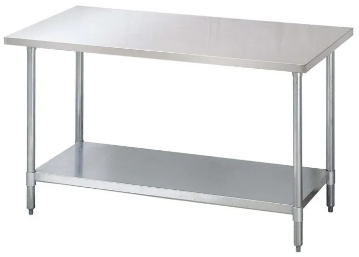 Green World - TSW-3096SB  - Work Table, 30?? W x 96?? L, 18/304 stainless steel top w/1-1/2?? rear turn up, with adjustable galvanized undershelf & legs with adjustable ABS bullet feet