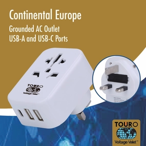 Grounded Adapter Plug Europe 3 Port Usb/Usb-C Dont Miss Todays Deal MustHave Gift Ideas