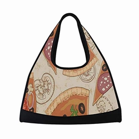 Gym Bag Delicious Pattern With Pizza Women Yoga Canvas Duffel Bag Tennis Racket Tote Bags Steal Todays Offer Price Drop Today