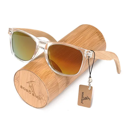 Shop Today Save Handmade Polarized Sunglasses With Transparent Plastic Frame Colorful Lens And Bamboo Legs