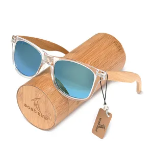 Handmade Polarized Sunglasses With Transparent Plastic Frame Colorful Lens And Bamboo Legs Flash Sale Alert Now Surprise Discount Today