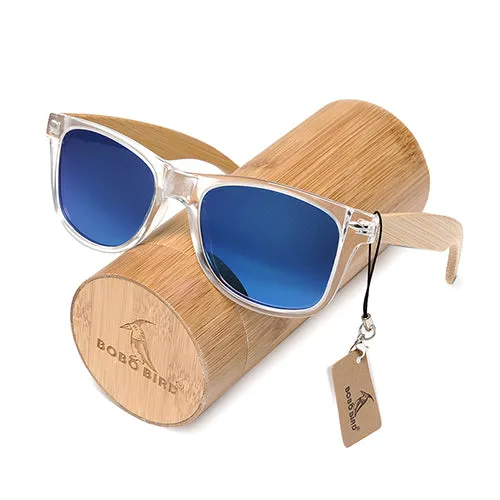 Price Drop Alert Clearance Alert Now Handmade Polarized Sunglasses With Transparent Plastic Frame Colorful Lens And Bamboo Legs