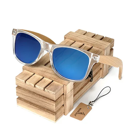 Big Savings Alert Handmade Polarized Sunglasses With Transparent Plastic Frame Colorful Lens And Bamboo Legs