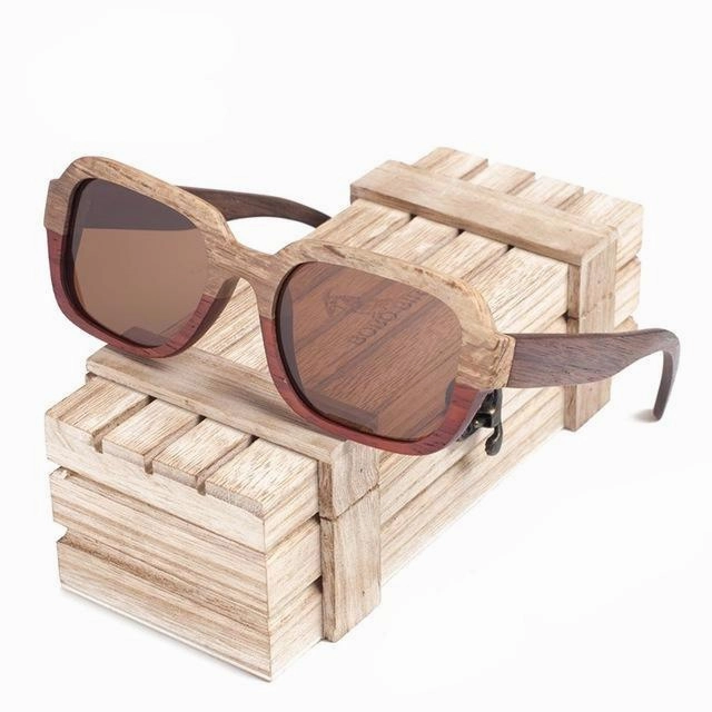 Save Today Only Today Only Savings Handmade Polarized Wood Sunglasses In Wood Gift Box - Grey,Brown