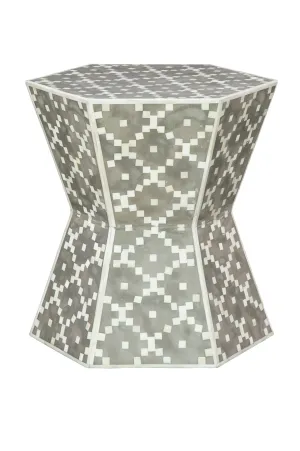 Home Bianca Lorenne diamond bone inlay stool - grey and ivory