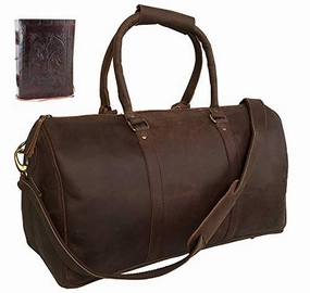 Special Offer Inside Genuine Leather Duffel Travel Weekender Luggage Gym Sports Duffel Bags For Men (20 Inch)