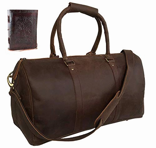 Special Offer Inside Genuine Leather Duffel Travel Weekender Luggage Gym Sports Duffel Bags For Men (20 Inch)