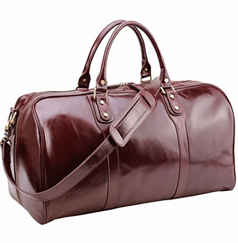Polare 21" Real Italian Leather Weekender Travel Overnight Luggage Duffel Bag Special Offer Inside Hot Offer Frenzy
