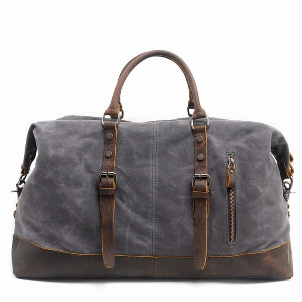 Mco Vintage Waxed Canvas Men Travel Duffel Large Capacity Oiled Leather Military Weekend Bag MustHave Items