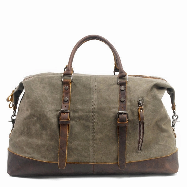 Deal Frenzy Today Mco Vintage Waxed Canvas Men Travel Duffel Large Capacity Oiled Leather Military Weekend Bag