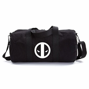 Deadpool Logo Sport Heavyweight Canvas Duffel Bag In Black & White, Large Big Clearance Event Exclusive Online Offer
