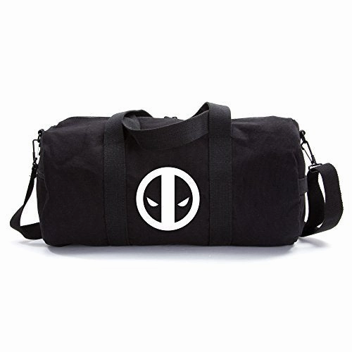 Deadpool Logo Sport Heavyweight Canvas Duffel Bag In Black & White, Large Big Clearance Event Exclusive Online Offer