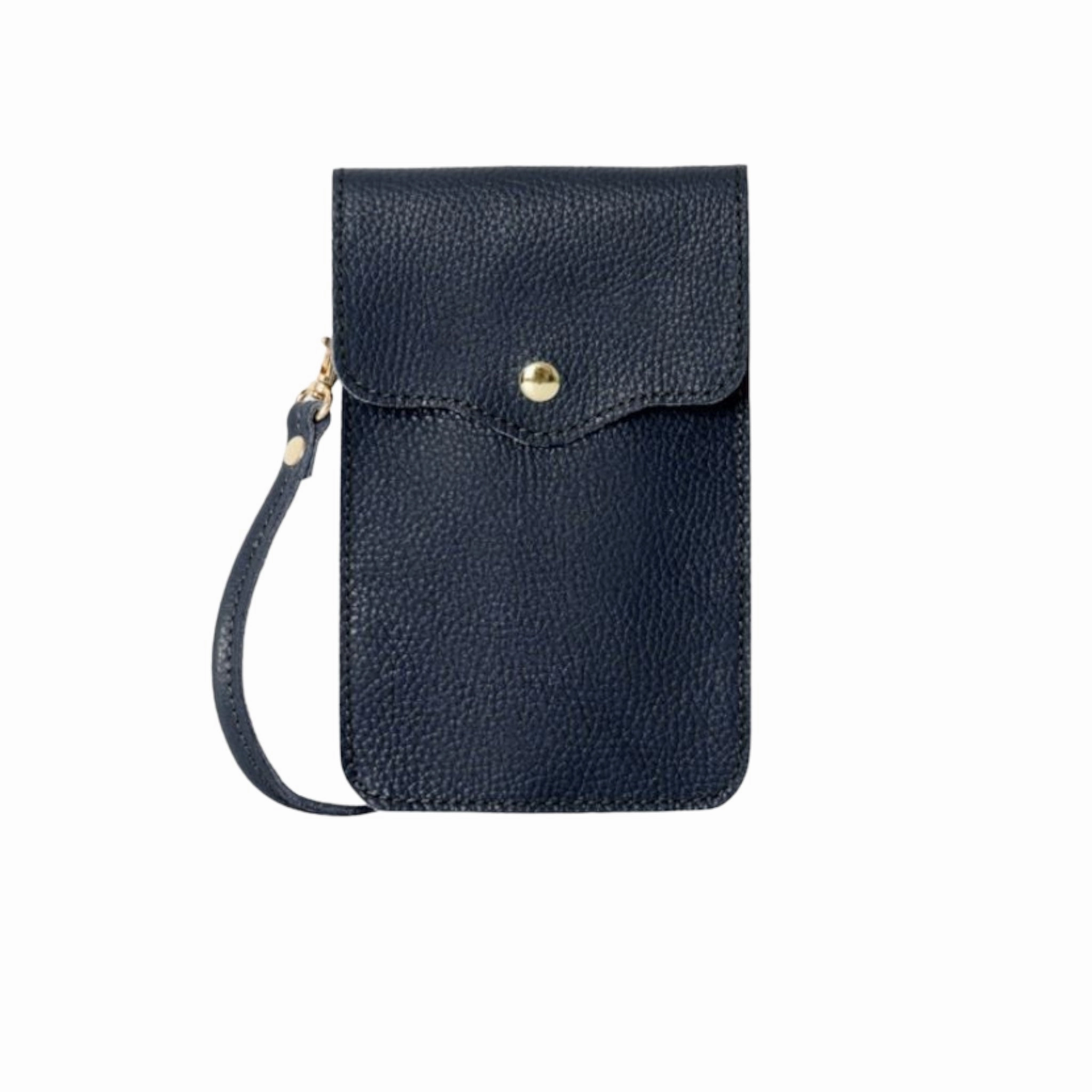 Italian Leather Crossbody Phone Pouch Navy Big Savings Event Clearance Alert Now