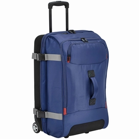 Amazonbasics Rolling Travel Duffel Bag Luggage With Wheels, Medium, Blue Limited Stock Offer