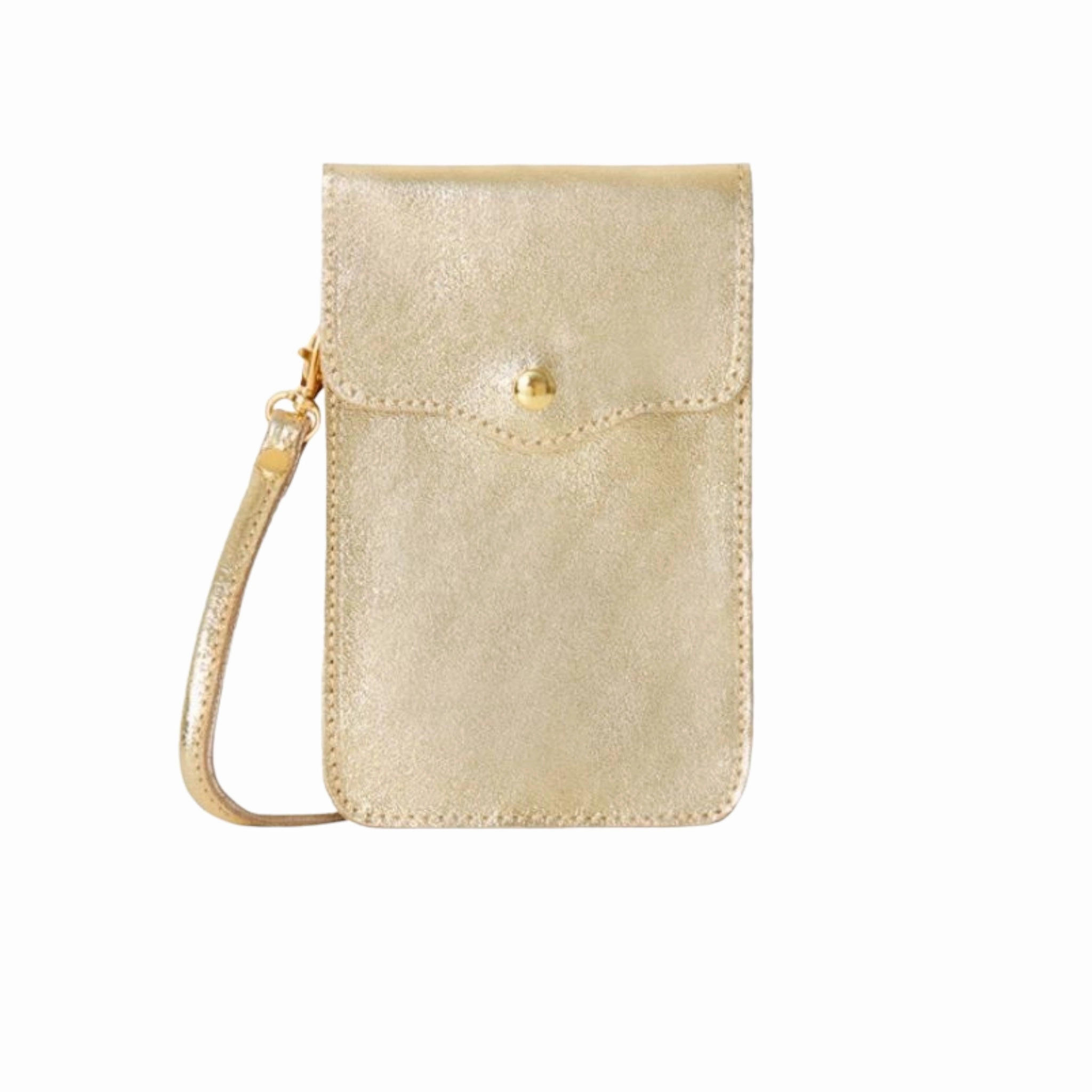 Italian Leather Crossbody Phone Pouch Gold Online Exclusive Offer