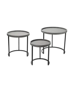 Jamie Young Company - Maddox Faux Shagreen Nesting Tables (Set of 3), Grey - LS20MADDSTGR Jamie Young Company Home