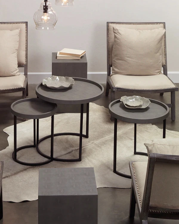 Jamie Young Company - Maddox Faux Shagreen Nesting Tables (Set of 3), Grey - LS20MADDSTGR Jamie Young Company Home