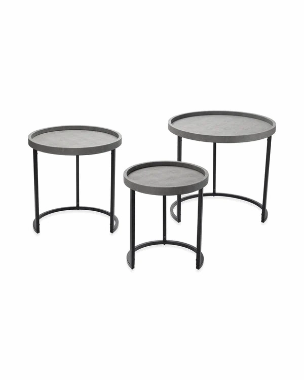 Jamie Young Company - Maddox Faux Shagreen Nesting Tables (Set of 3), Grey - LS20MADDSTGR Jamie Young Company Home