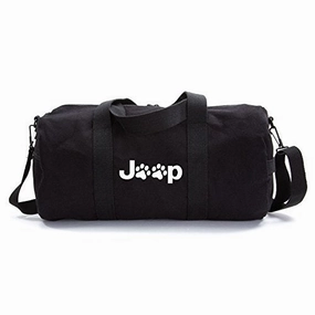 Save Big Online Special Savings Today Jeep Wrangler Cat Dog Paw Prints Army Sport Heavyweight Canvas Duffel Bag In Black & White, Large