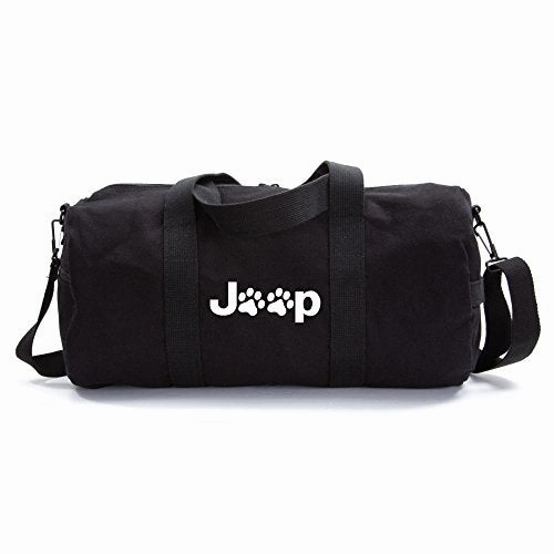 Save Big Online Special Savings Today Jeep Wrangler Cat Dog Paw Prints Army Sport Heavyweight Canvas Duffel Bag In Black & White, Large