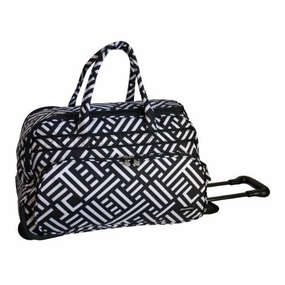 Instant Deal Today Jenni Chan Signature Deluxe Carry-All Rolling Duffel, Black/White, One Size