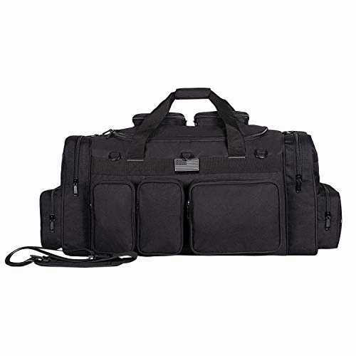 K-Cliffs Tactical Range Duffel Military Molle Gear Travel Sports Gym Bag Lockable Zippers With Us Flag Patch 30 Inch Large Black Hot Pick Deal Limited Time Steal