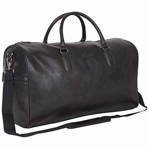 Kenneth Cole Reaction Port Stanley 20" Pebbled Vegan Leather Carry-On Duffel/Travel Duffle Bag, Brown, Dome Special Price Offer Save Big Today