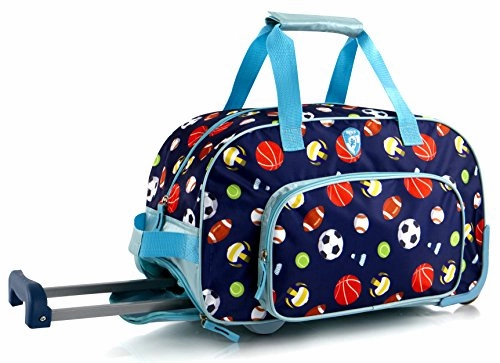 Kids 18 Inch Rolling Duffel Bag Shoulder Bag - Sports [Blue] Best Deal Today