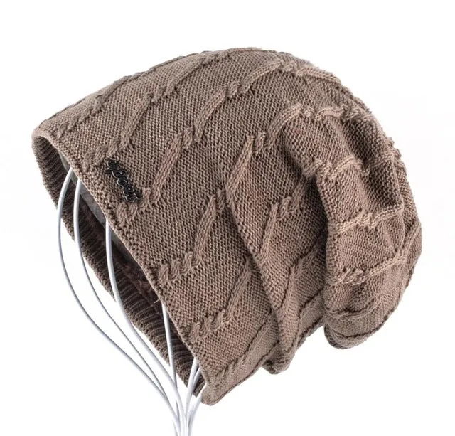 Knitted Striped Skullies & Beanies Winter Hats For Men - Black,Brown,Blue,Gray,Khaki,Red Dont Miss Todays Deal