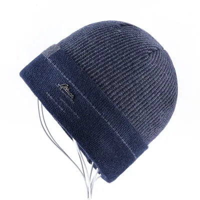 Knitted Winter Beanie For Men - Gray,Blue Save More Online