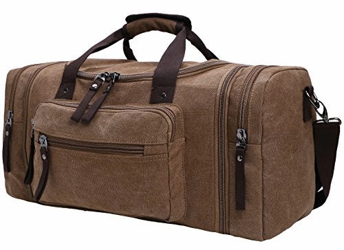 Price Drop Frenzy Large Capacity Canvas Unisex Travel Duffel Bag Shoulder Handbag Weekend Bag W/ Strap