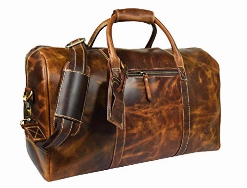 Leather Castle Genuine Vintage MenS Duffel Sports Gym, Travel, Carry-On Luggage Bag, Light Brown Instant Discount Online Exclusive Savings