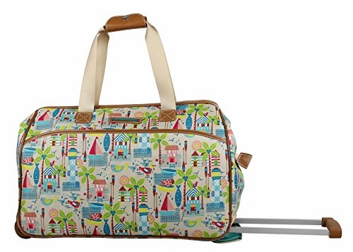 Hot Sale Today Shop Save Today Lily Bloom Luggage Designer Pattern Suitcase Wheeled Duffel Carry On Bag (14In, Beach House)