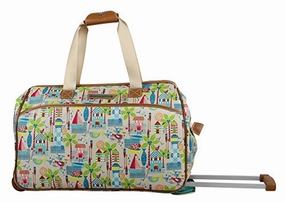 Hot Sale Today Shop Save Today Lily Bloom Luggage Designer Pattern Suitcase Wheeled Duffel Carry On Bag (14In, Beach House)