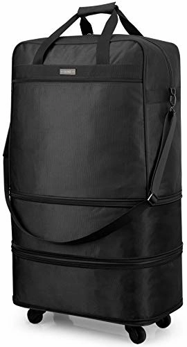 Deal Frenzy Today Hanke Expandable Foldable Suitcase Luggage Rolling Travel Bag Duffel Tote Bag For Men Women Lightweight Carry-On Suitcase Large Capacity Luggage With Universal Wheel(Black)