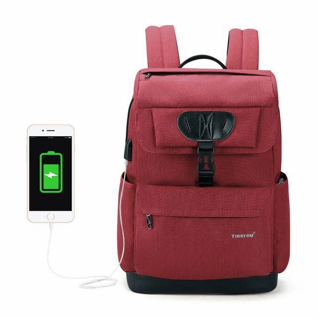 Fashion Men'S/Women'S Slim 15.6" Laptop Backpack With Usb Charging Port For School/Work/Travel - Black,Red Shop the Savings Now