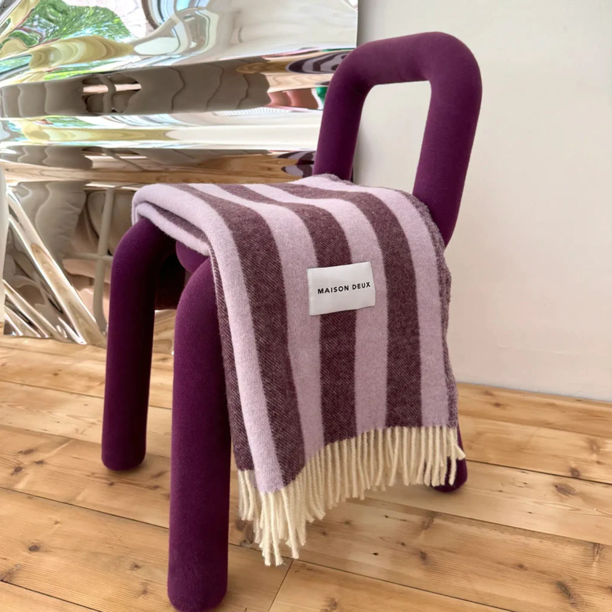MAISON DEUX Candy Wrap Blanket, 130x200cm, Lilac/Aubergine