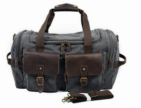 Man Vintage Military Travel Duffel Bag Multi-Pocket Canvas Overnight Bag Leather Weekend Carry On Best Deal Today